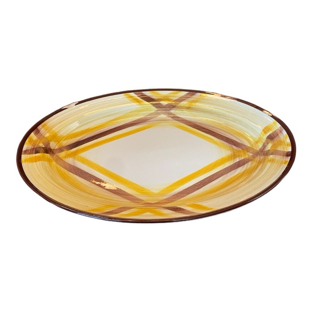 VTG Vernonware Organdie Oval Serving Platter Plaid MCM California Pottery 12.5"